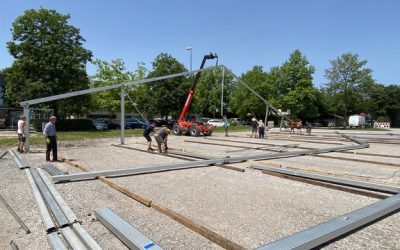 Volksfest Bruckmühl Zeltaufbau